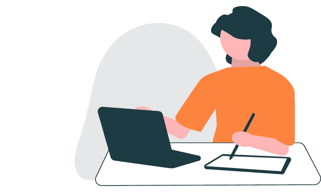 illustration of a woman working on a laptop