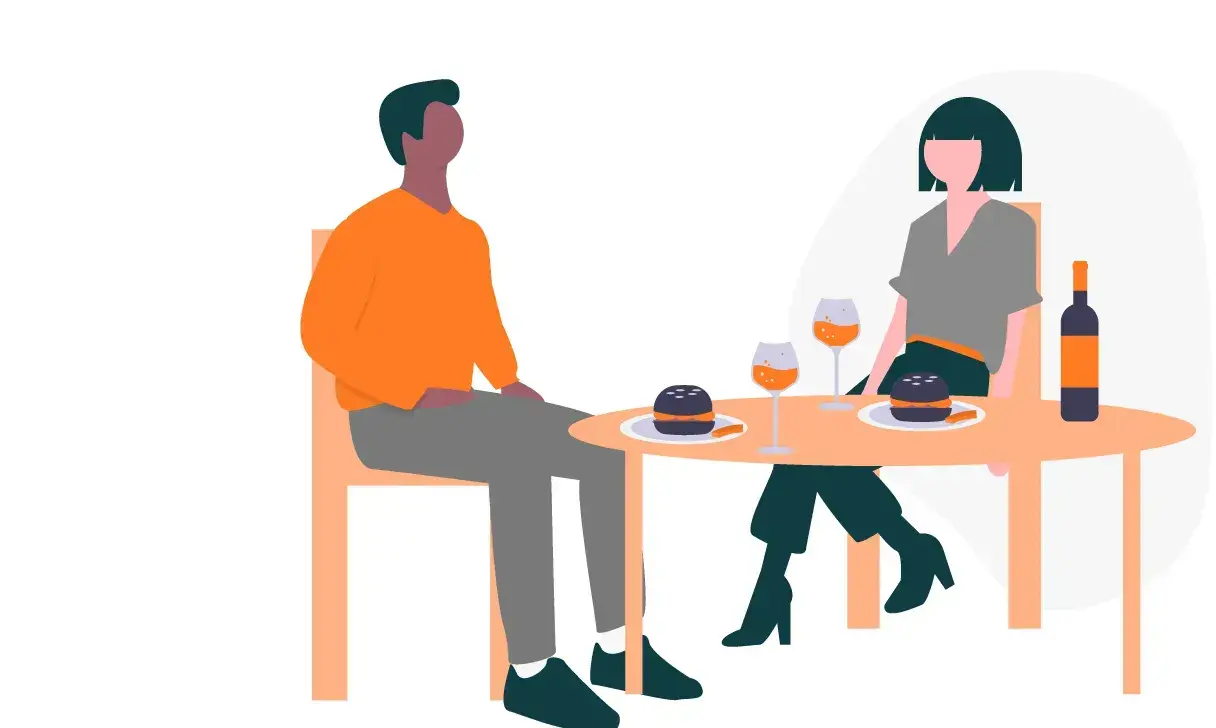 illustration of couple at a table